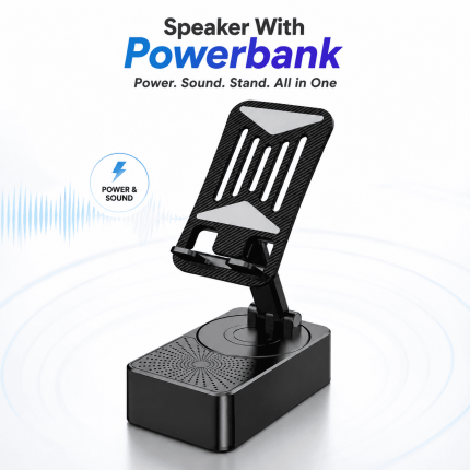 3-in-1 Foldable Mobile Stand – Bluetooth Speaker, Power Bank & Phone Holder