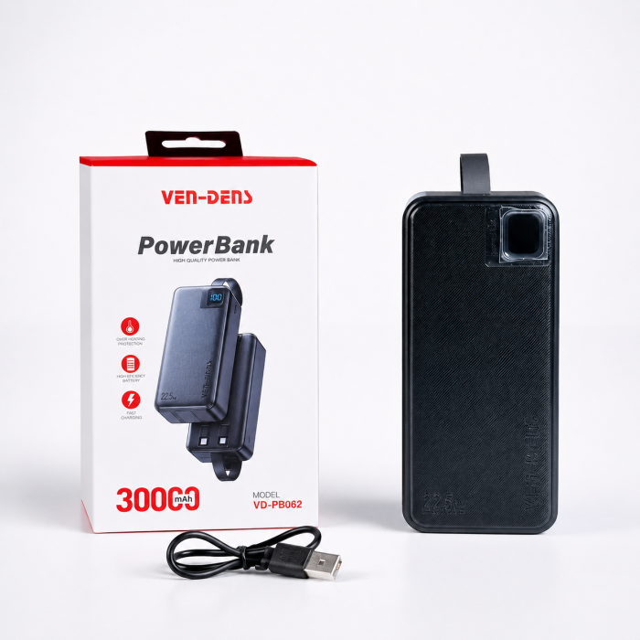 VEN-DENS 30000mAh ফাস্ট চার্জিং পাওয়ার ব্যাংক – VD-PB062 🔋⚡