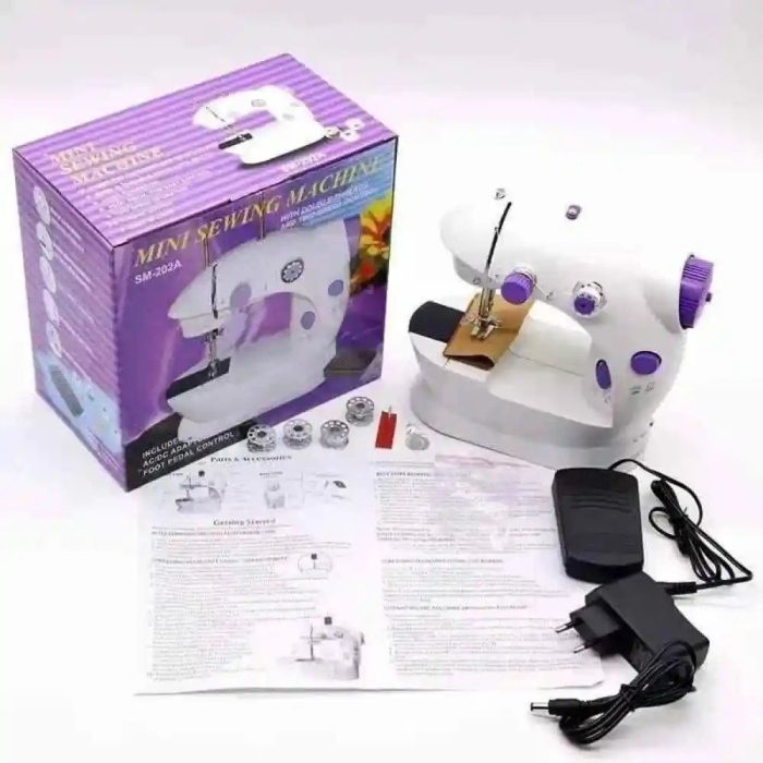 🧵 Mini Sewing Machine SM-202A – Portable Electric Sewing Machine | Dual Speed, LED Light & Foot Pedal