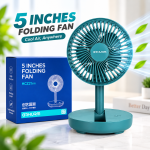 HCZ21 5-Inch Rechargeable Folding Fan – Portable Telescopic Desk Fan, 2000mAh Battery, 1.5–4H Backup & Micro USB Charging (Green) | রিচার্জেবল ফোল্ডিং ফ্যান