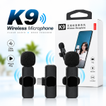 K9 Wireless Microphone | K9 Lavalier Mic | Clip-On মাইক্রোফোন | 2.4GHz | 20M Range | Noise Reduction | 10H Battery | Mobile & Camera
