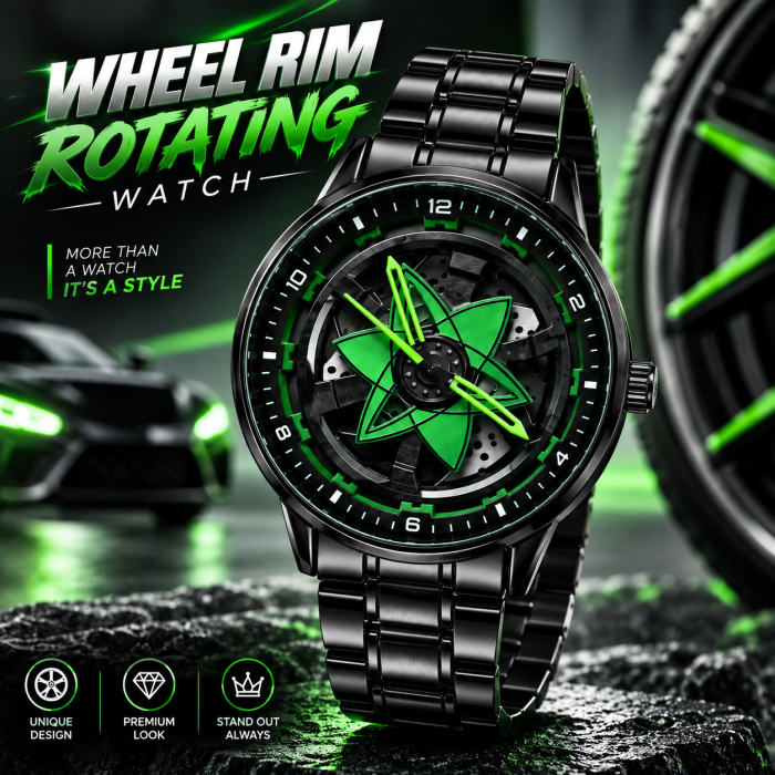 360° Rotating Car Rim Watch – ৩৬০° ঘূর্ণায়মান কার রিম ঘড়ি