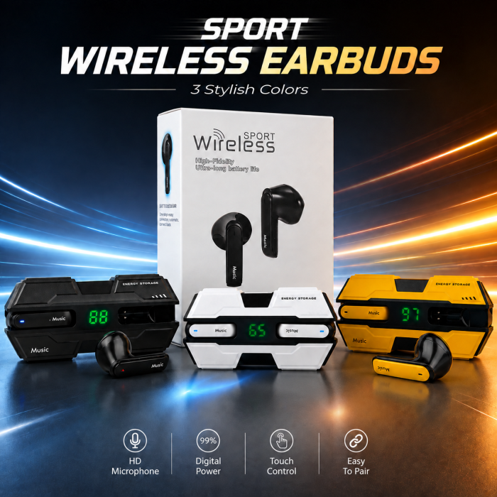 K8 Sport True Wireless Earbuds – Deep Bass, Touch Control ও LED Digital Display সহ স্পোর্টি Bluetooth Earphones 🎧🔥